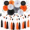 Black White Orange Halloween Party-Decorations - 33pcs Birthday Banner,Streamers Tassel Garland,Paper Lantern Fans,Tissue Pom Poms,Bachelorette Baby Bridal Shower Graduations Backdrop Decor